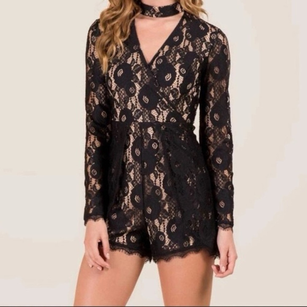 Francesca's Collections Aura Gigi Black Lace Romper